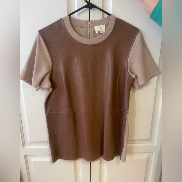 Kate Spade leather brown top with short sleeves - small / medium - Picture 1 of 5